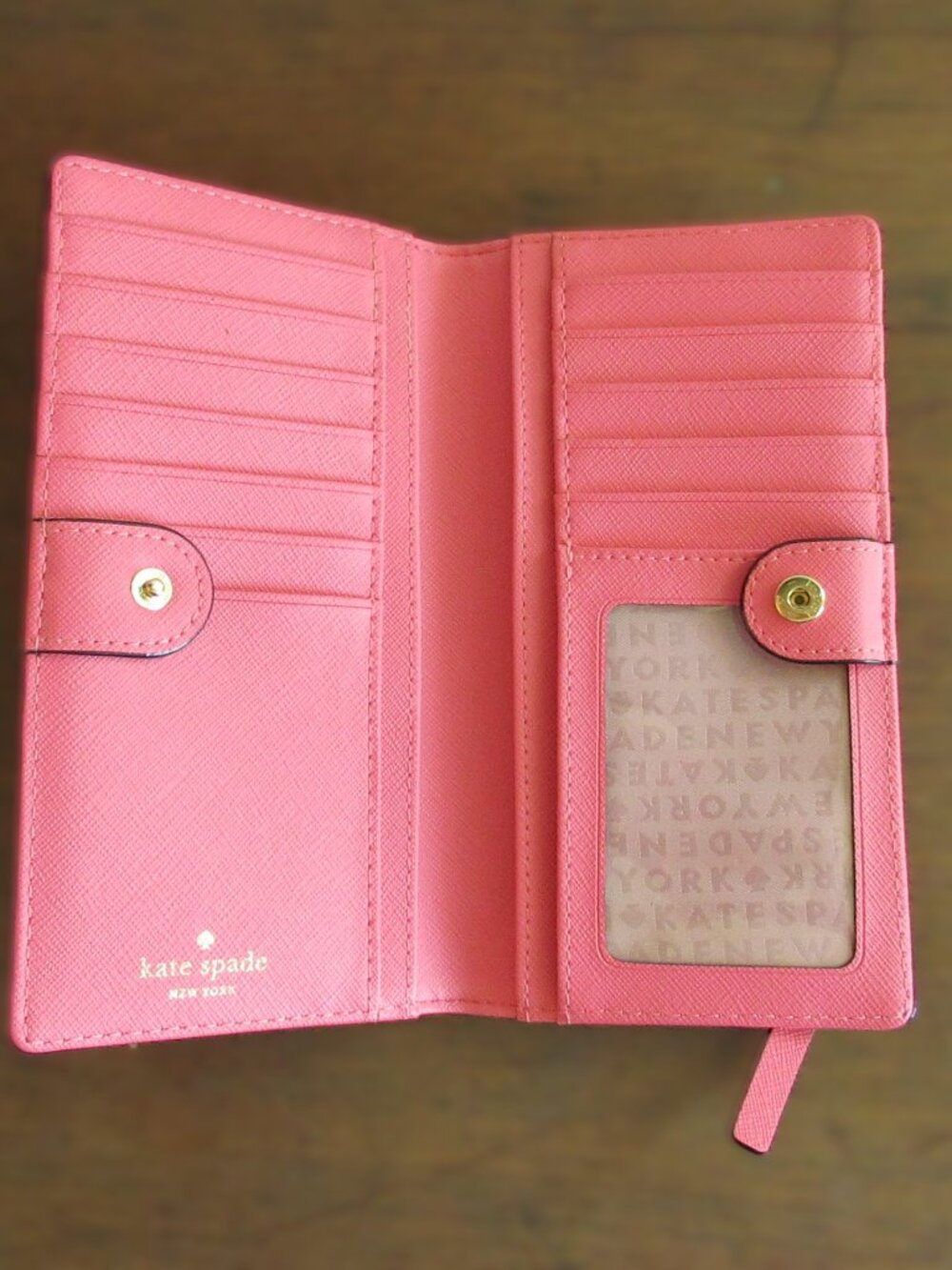 Kate Spade Pink Saffiano Leather Slim Wallet Card Holder